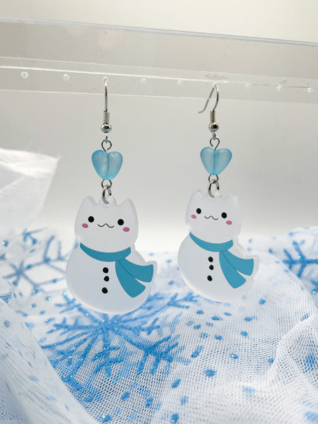 Snowman Cat Earrings