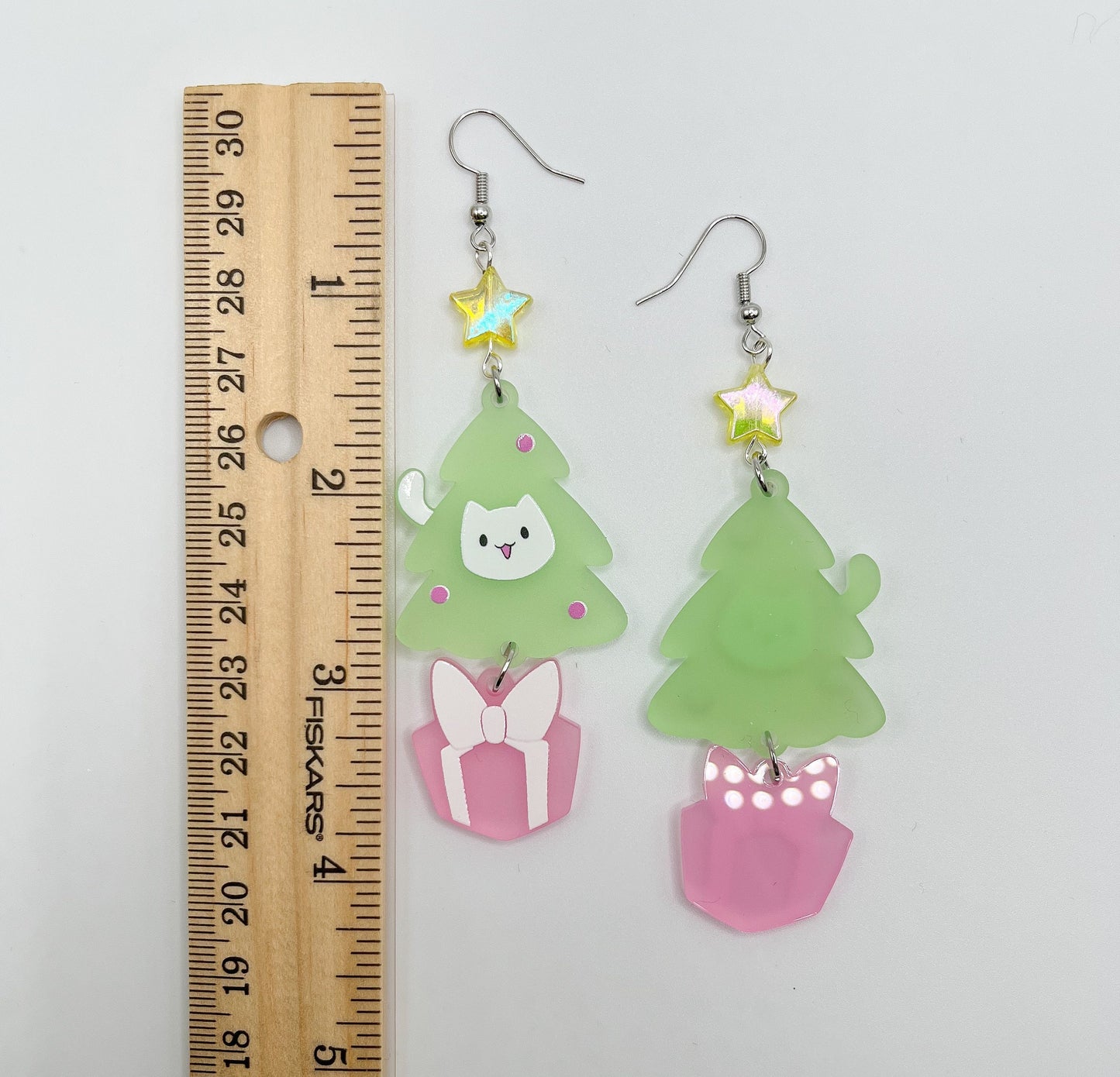 Christmas Tree Cat Earrings